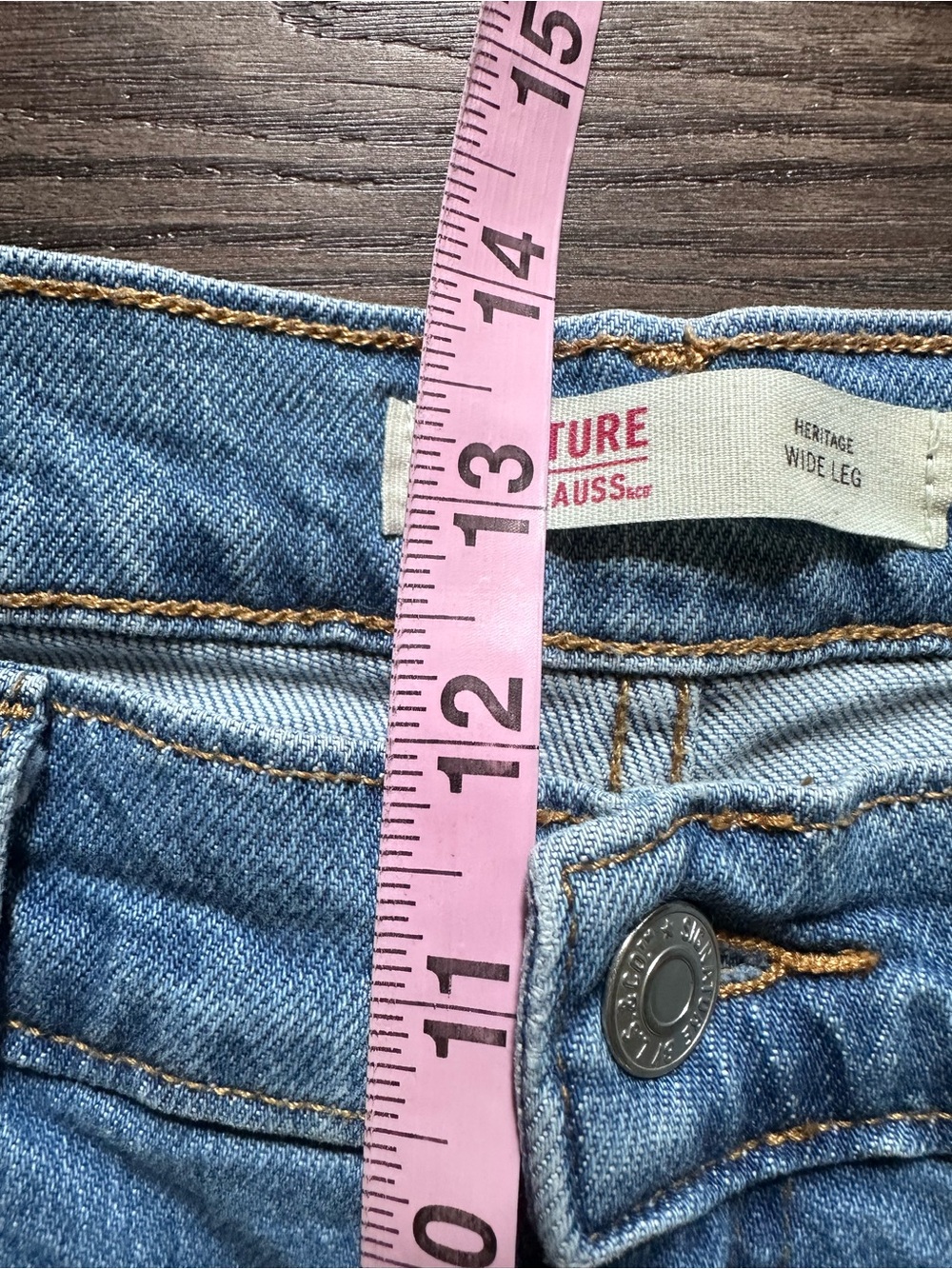 Signature Levi Strauss Heritage Wide Leg High Rise Jeans Light Wash Stretch - Picture 5 of 8